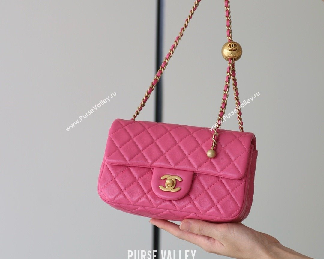 chanel Gold BALL LEATHER SMALL flap bag AS1787 fuchsia(ORIGINAL QUALITY) (SHUNYANG-240222-16)