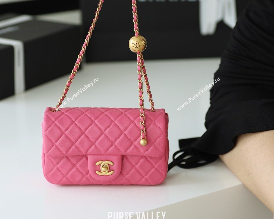 chanel Gold BALL LEATHER SMALL flap bag AS1787 fuchsia(ORIGINAL QUALITY) (SHUNYANG-240222-16)