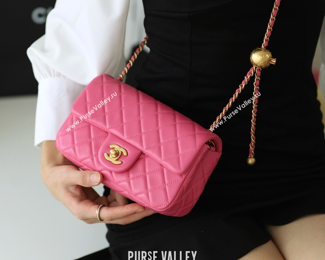 chanel Gold BALL LEATHER SMALL flap bag AS1787 fuchsia(ORIGINAL QUALITY) (SHUNYANG-240222-16)