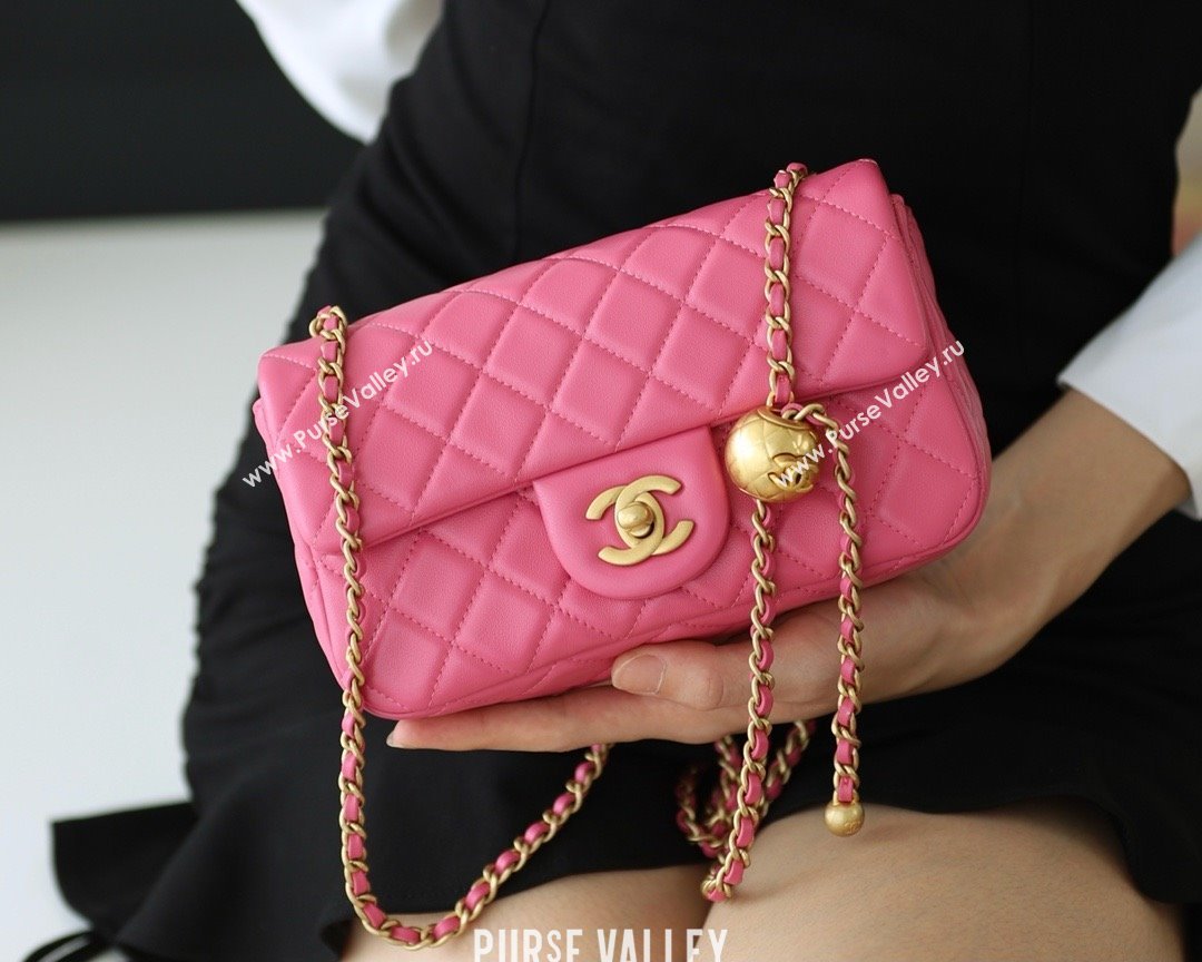 chanel Gold BALL LEATHER SMALL flap bag AS1787 fuchsia(ORIGINAL QUALITY) (SHUNYANG-240222-16)