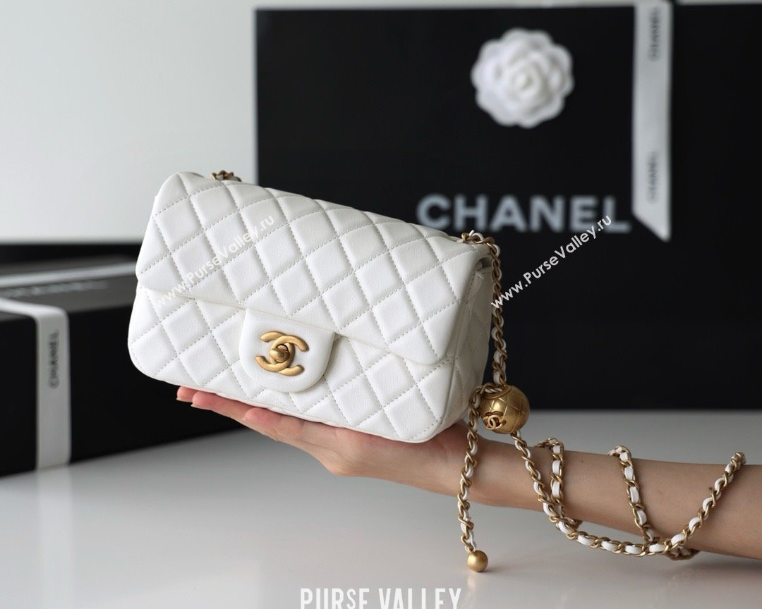 chanel Gold BALL LEATHER SMALL flap bag AS1787 white (ORIGINAL QUALITY) (SHUNYANG-240222-17)