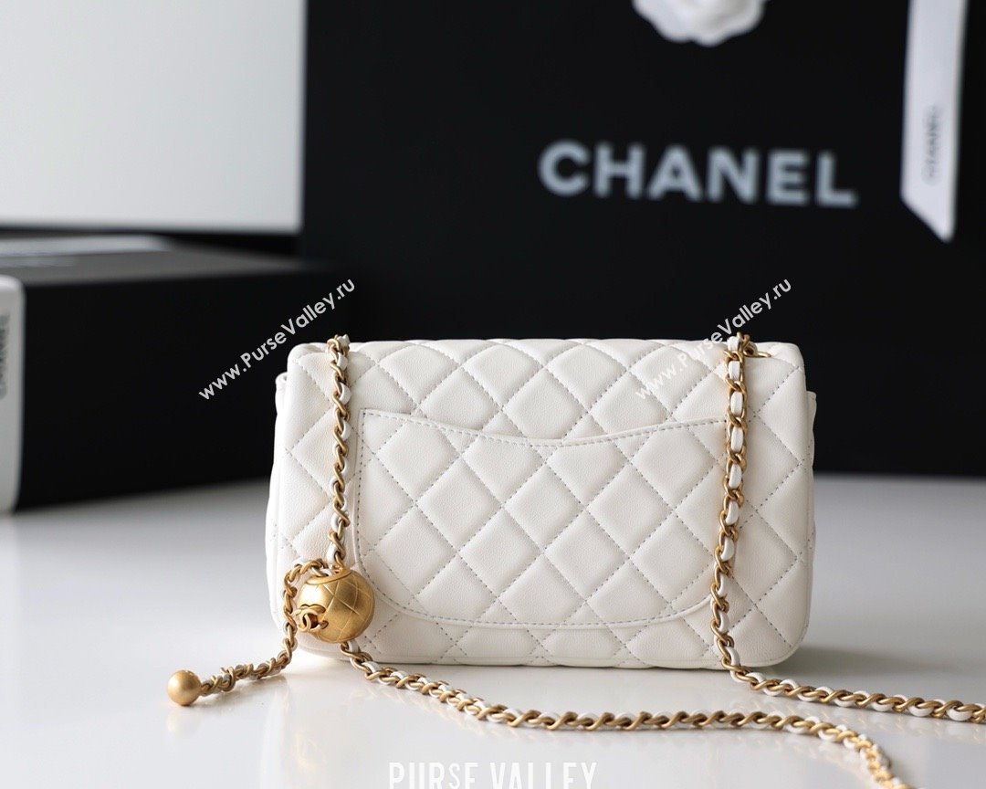 chanel Gold BALL LEATHER SMALL flap bag AS1787 white (ORIGINAL QUALITY) (SHUNYANG-240222-17)