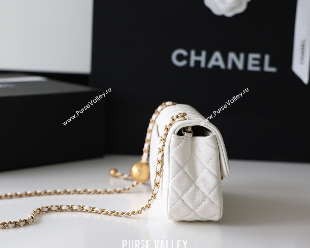 chanel Gold BALL LEATHER SMALL flap bag AS1787 white (ORIGINAL QUALITY) (SHUNYANG-240222-17)