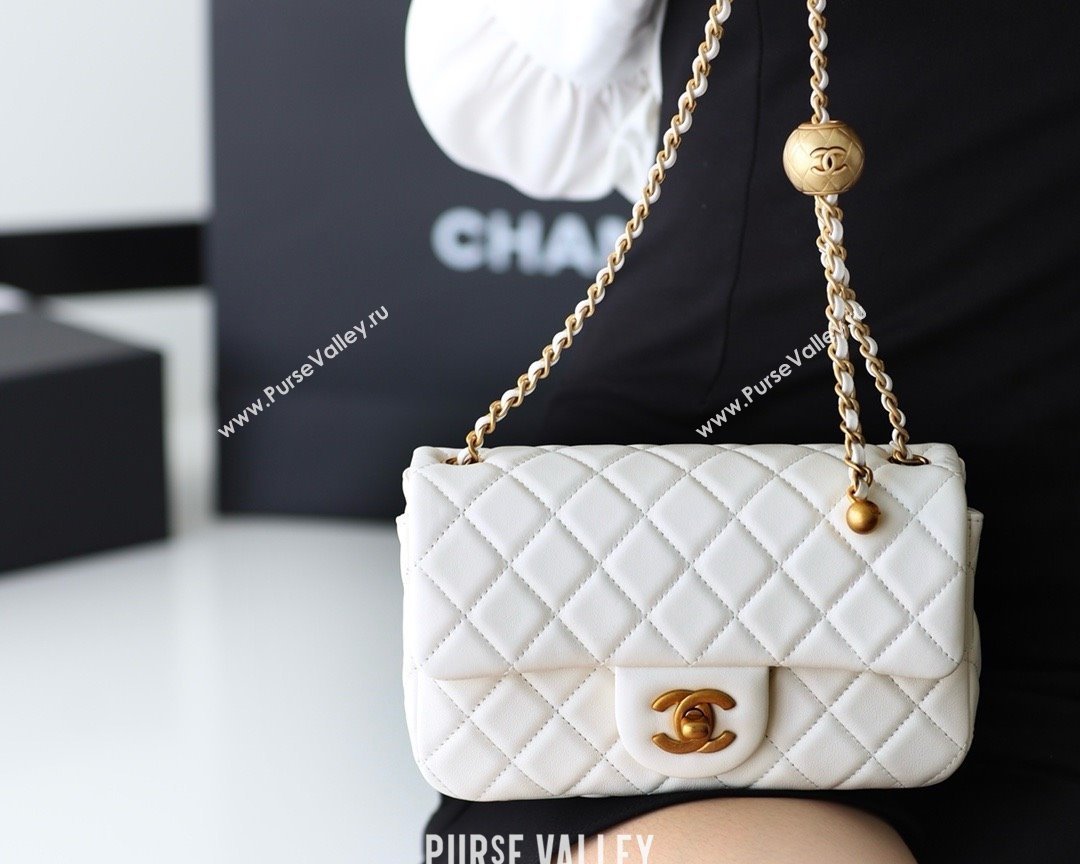 chanel Gold BALL LEATHER SMALL flap bag AS1787 white (ORIGINAL QUALITY) (SHUNYANG-240222-17)