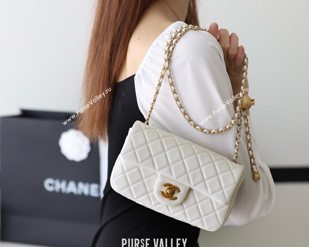 chanel Gold BALL LEATHER SMALL flap bag AS1787 white (ORIGINAL QUALITY) (SHUNYANG-240222-17)