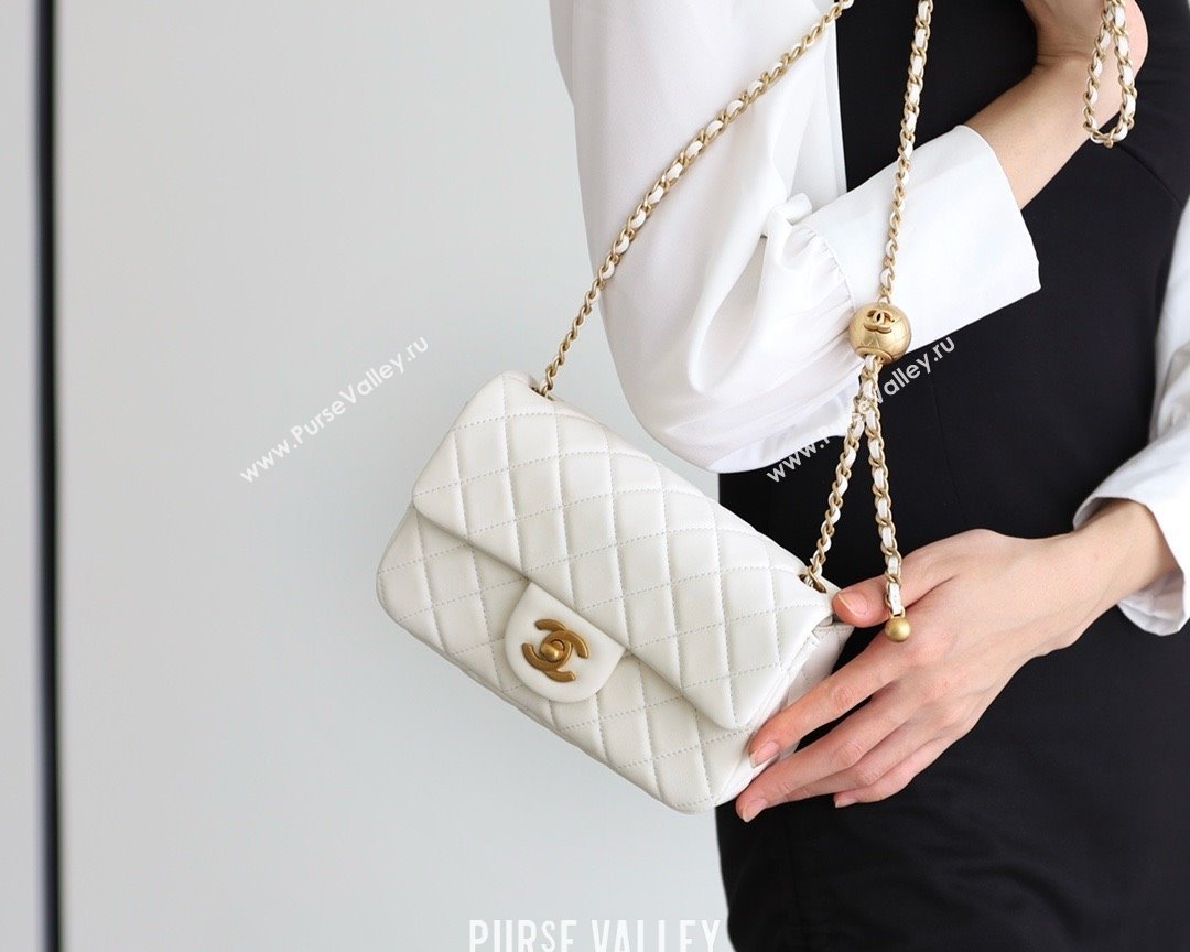 chanel Gold BALL LEATHER SMALL flap bag AS1787 white (ORIGINAL QUALITY) (SHUNYANG-240222-17)