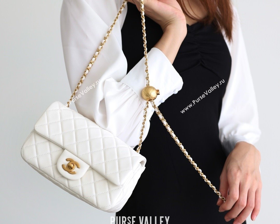 chanel Gold BALL LEATHER SMALL flap bag AS1787 white (ORIGINAL QUALITY) (SHUNYANG-240222-17)