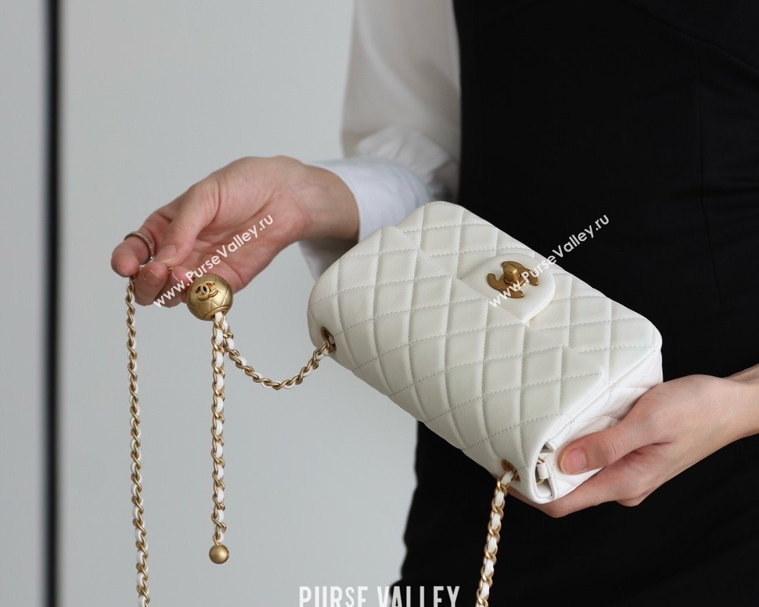 chanel Gold BALL LEATHER SMALL flap bag AS1787 white (ORIGINAL QUALITY) (SHUNYANG-240222-17)