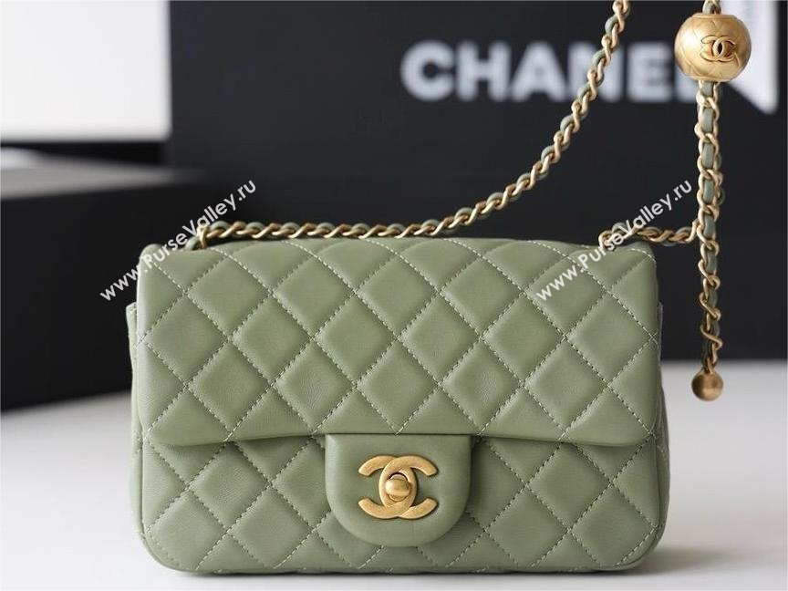 chanel Gold BALL LEATHER SMALL flap bag AS1787 army green (ORIGINAL QUALITY) (SHUNYANG-240222-18)