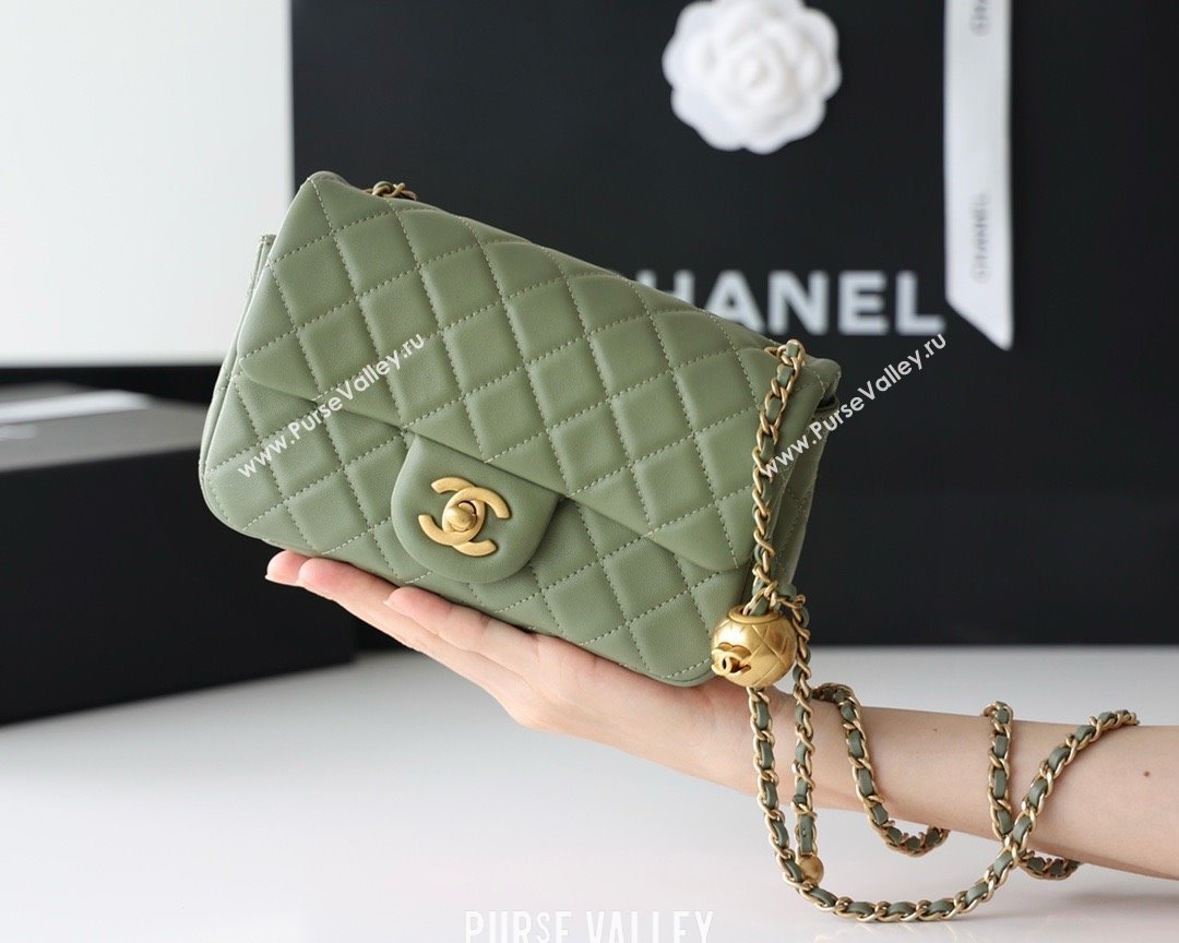 chanel Gold BALL LEATHER SMALL flap bag AS1787 army green (ORIGINAL QUALITY) (SHUNYANG-240222-18)