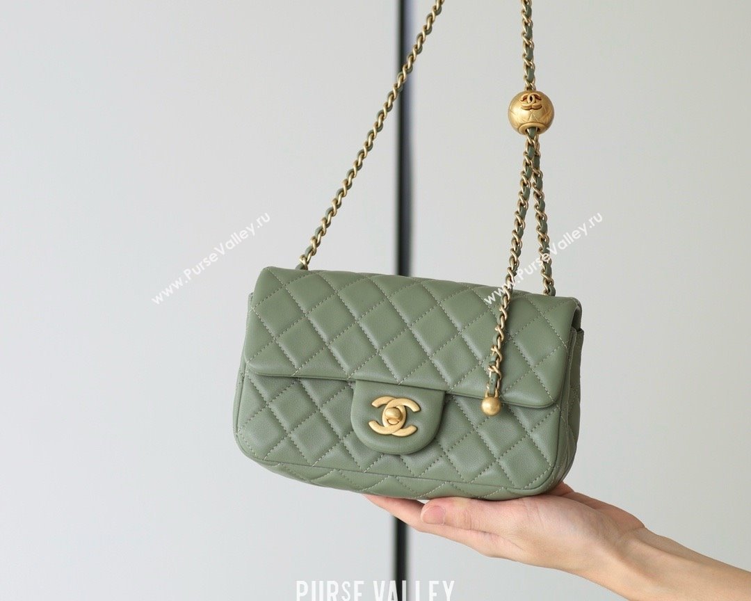 chanel Gold BALL LEATHER SMALL flap bag AS1787 army green (ORIGINAL QUALITY) (SHUNYANG-240222-18)