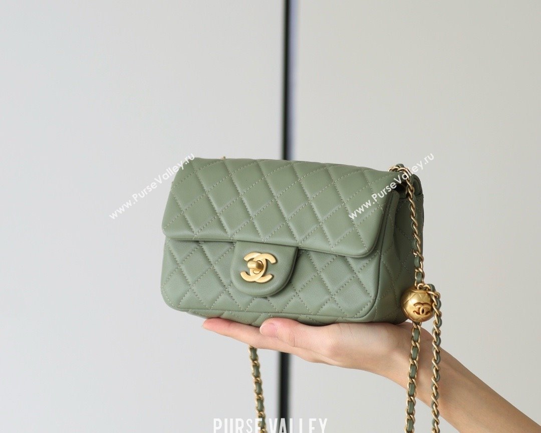 chanel Gold BALL LEATHER SMALL flap bag AS1787 army green (ORIGINAL QUALITY) (SHUNYANG-240222-18)