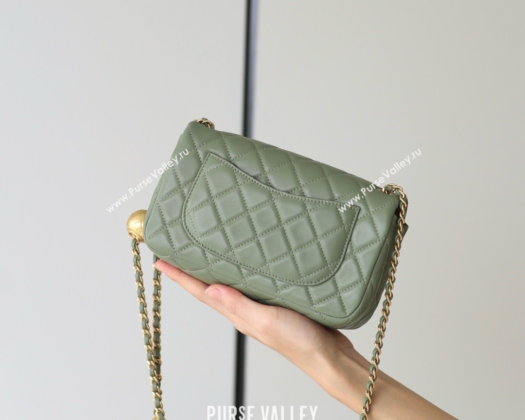 chanel Gold BALL LEATHER SMALL flap bag AS1787 army green (ORIGINAL QUALITY) (SHUNYANG-240222-18)