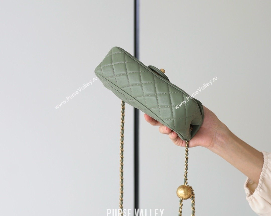 chanel Gold BALL LEATHER SMALL flap bag AS1787 army green (ORIGINAL QUALITY) (SHUNYANG-240222-18)