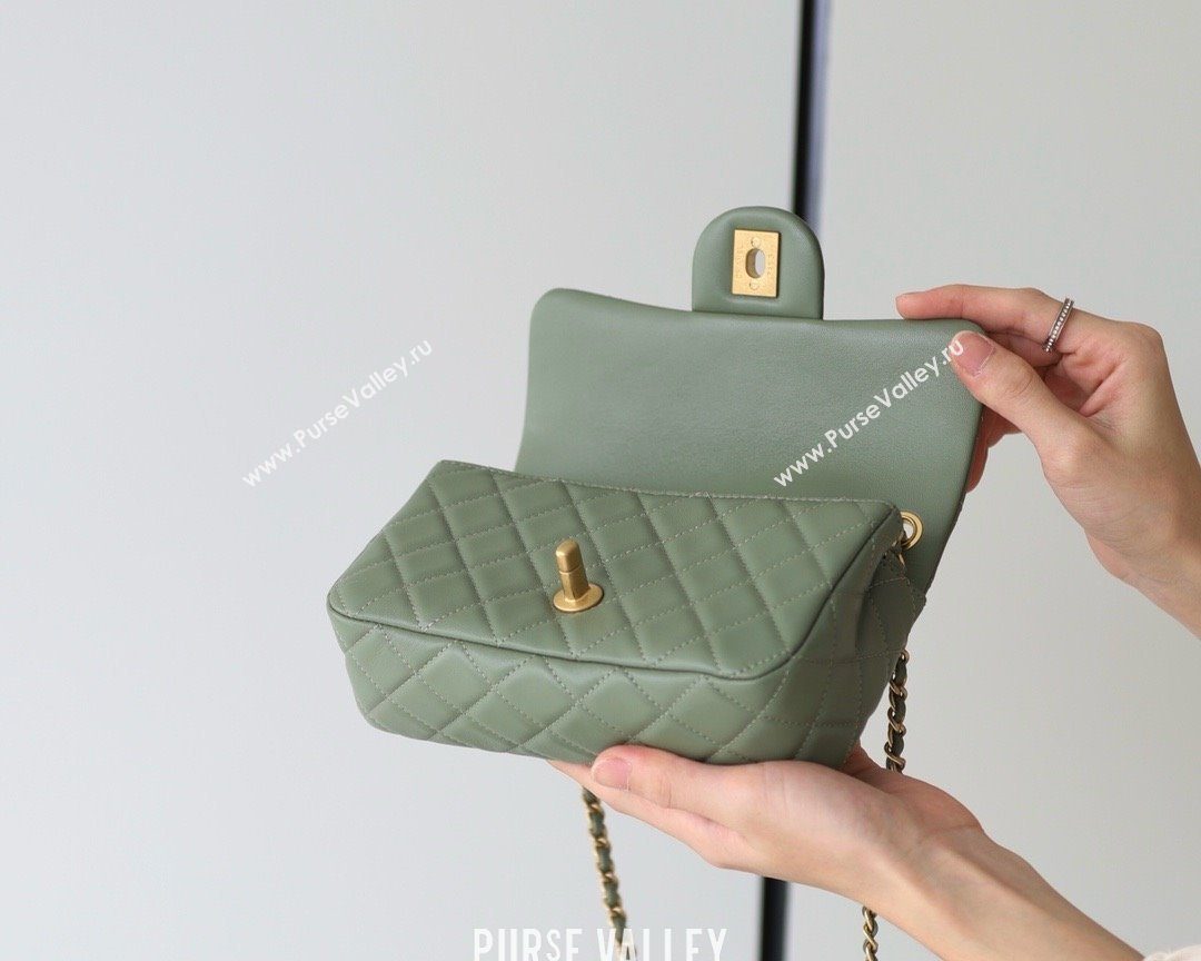 chanel Gold BALL LEATHER SMALL flap bag AS1787 army green (ORIGINAL QUALITY) (SHUNYANG-240222-18)