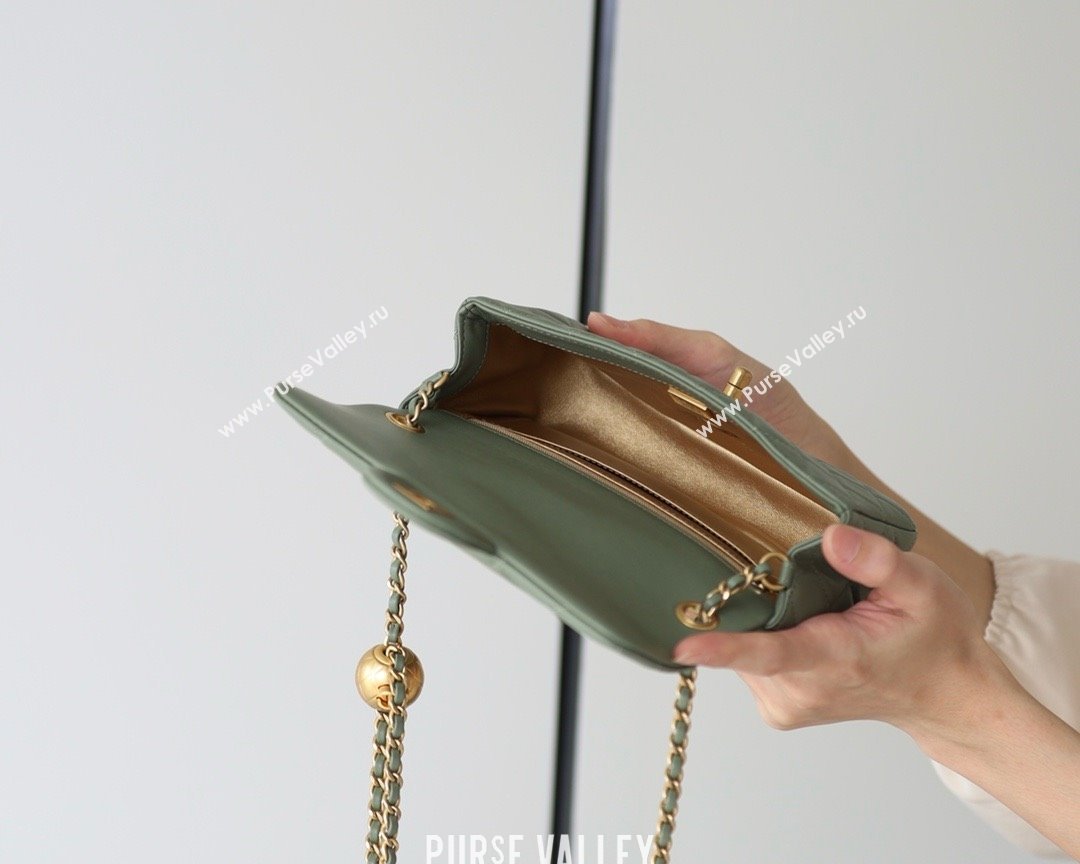 chanel Gold BALL LEATHER SMALL flap bag AS1787 army green (ORIGINAL QUALITY) (SHUNYANG-240222-18)