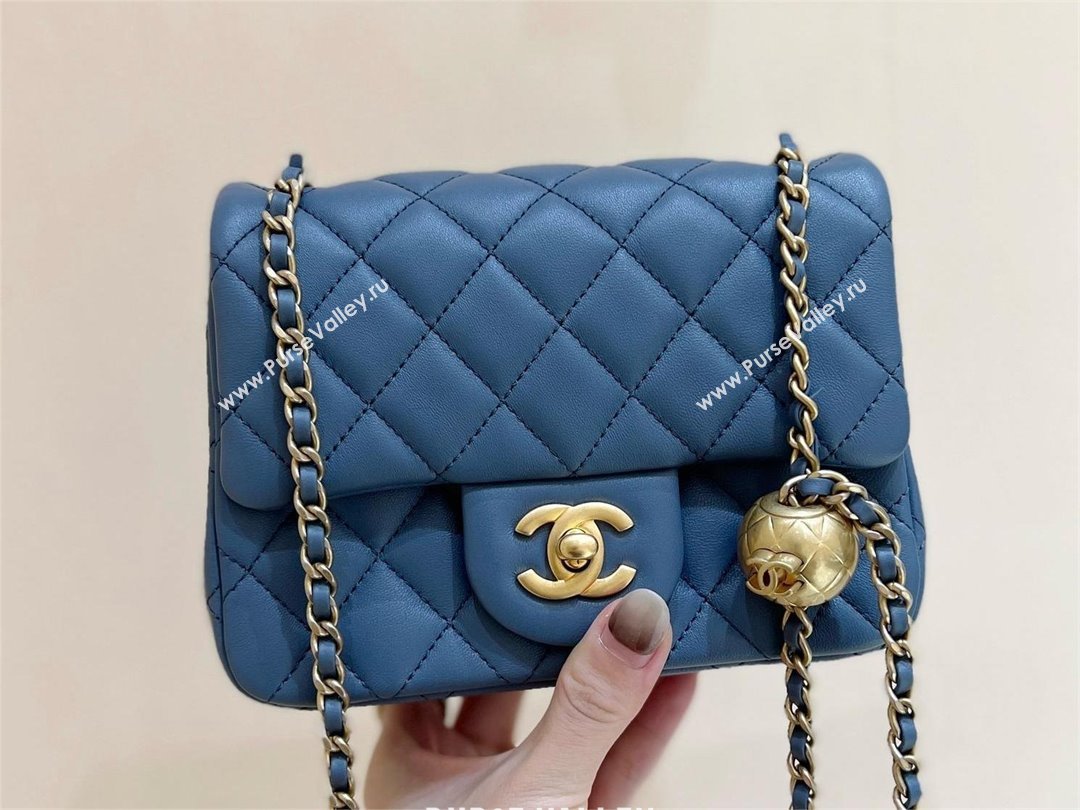 chanel Gold BALL LEATHER MINI flap bag AS1786 navy blue(ORIGINAL QUALITY) (SHUNYANG-240222-03)