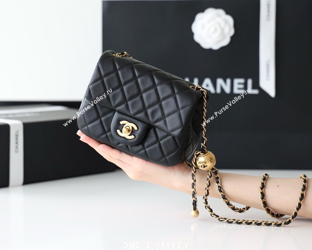 chanel Gold BALL LEATHER MINI flap bag AS1786 black (ORIGINAL QUALITY) (SHUNYANG-240222-04)