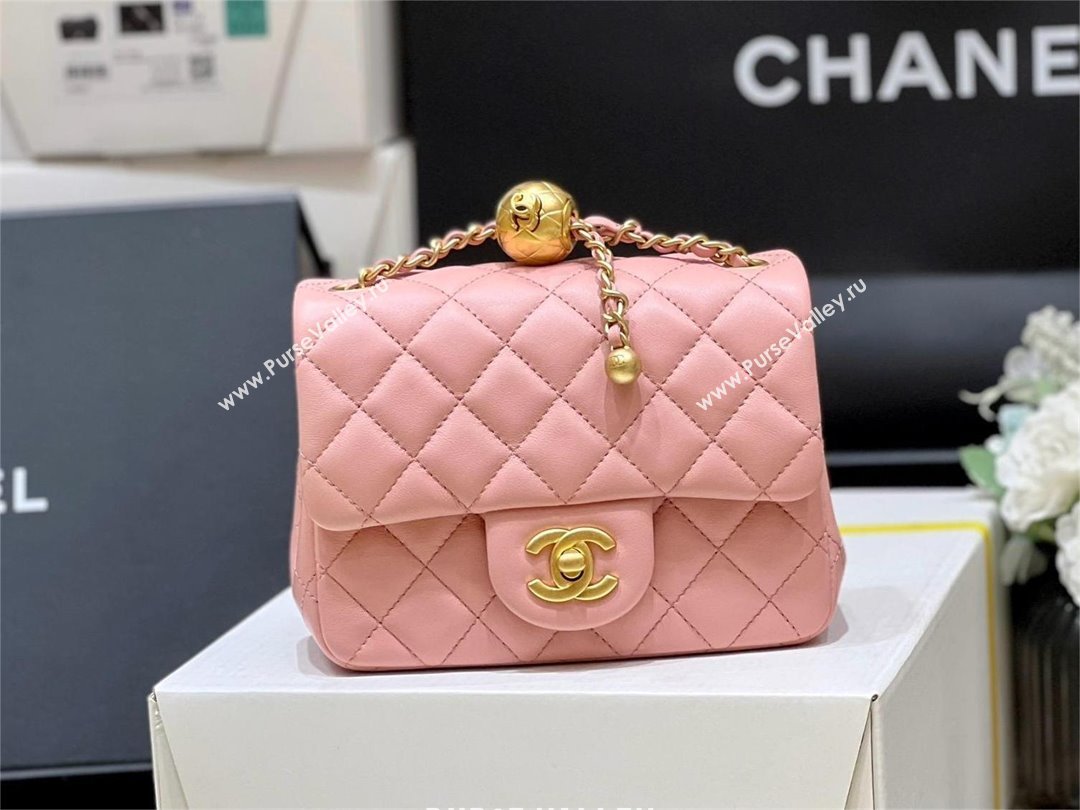 chanel Gold BALL LEATHER MINI flap bag AS1786 pink (ORIGINAL QUALITY) (SHUNYANG-240222-01)