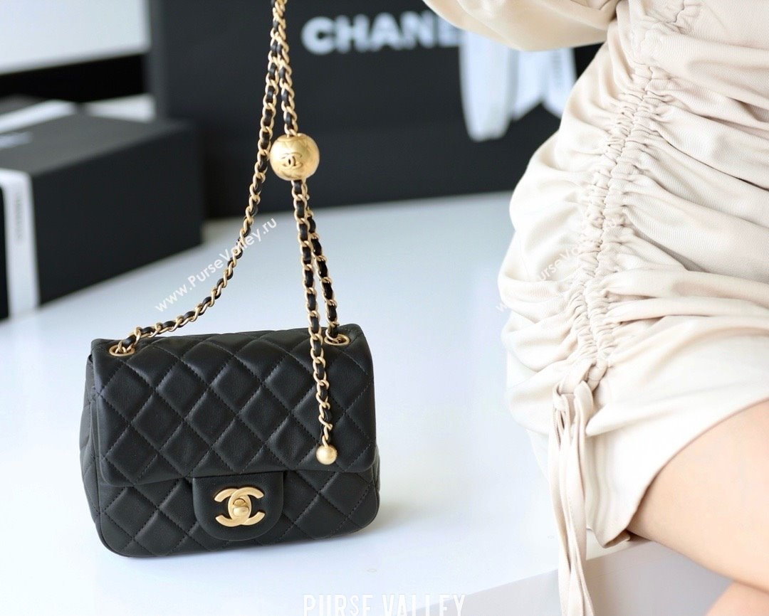 chanel Gold BALL LEATHER MINI flap bag AS1786 black (ORIGINAL QUALITY) (SHUNYANG-240222-04)