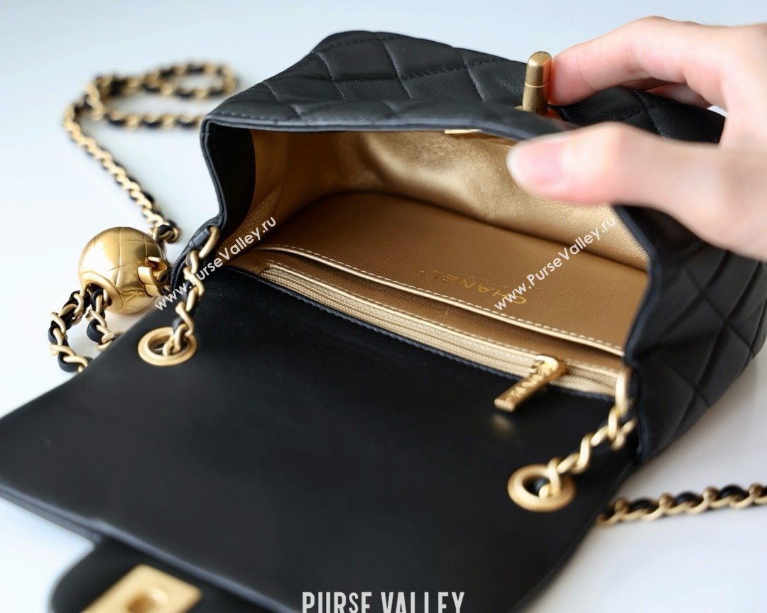 chanel Gold BALL LEATHER MINI flap bag AS1786 black (ORIGINAL QUALITY) (SHUNYANG-240222-04)