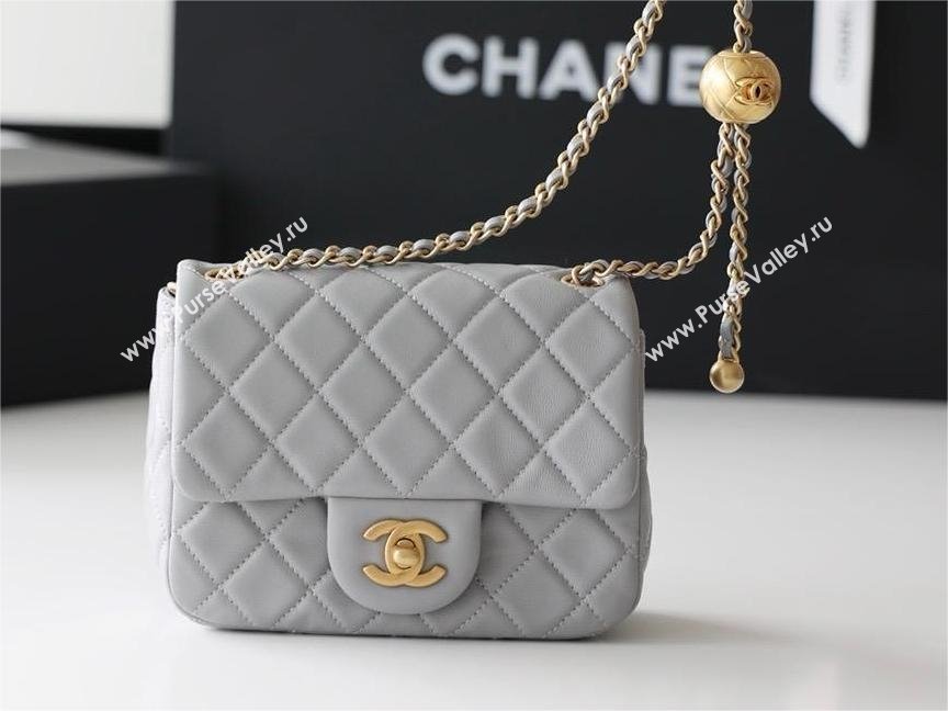 chanel Gold BALL LEATHER MINI flap bag AS1786 pale gray (ORIGINAL QUALITY) (SHUNYANG-240222-05)