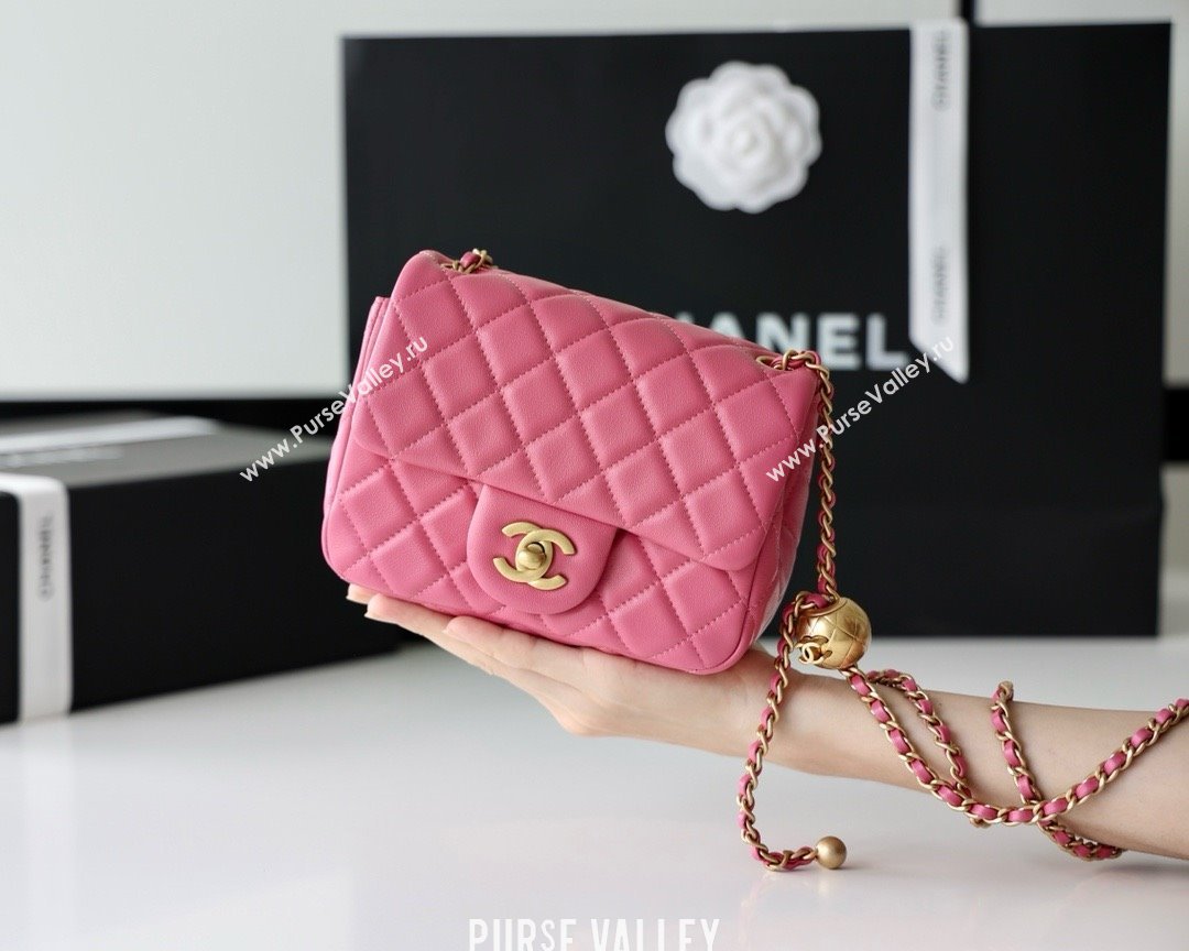 chanel Gold BALL LEATHER MINI flap bag AS1786 fuchsia (ORIGINAL QUALITY) (SHUNYANG-240222-06)