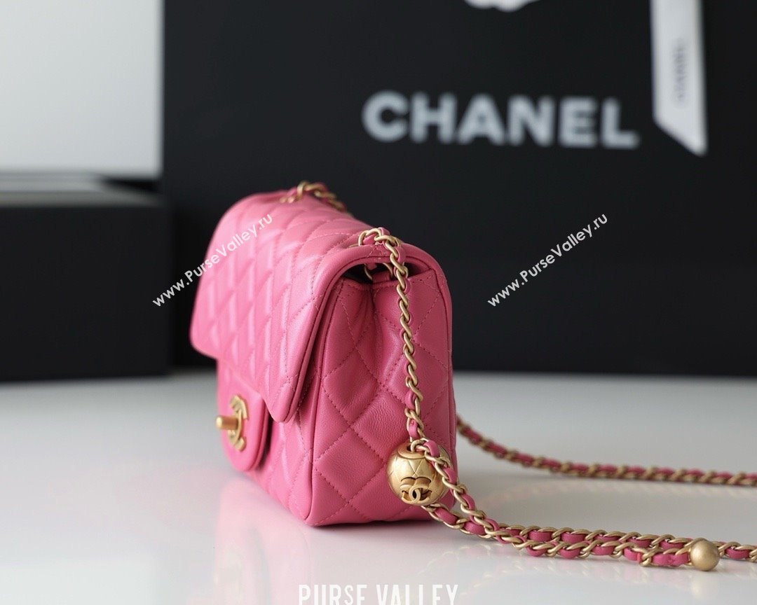 chanel Gold BALL LEATHER MINI flap bag AS1786 fuchsia (ORIGINAL QUALITY) (SHUNYANG-240222-06)