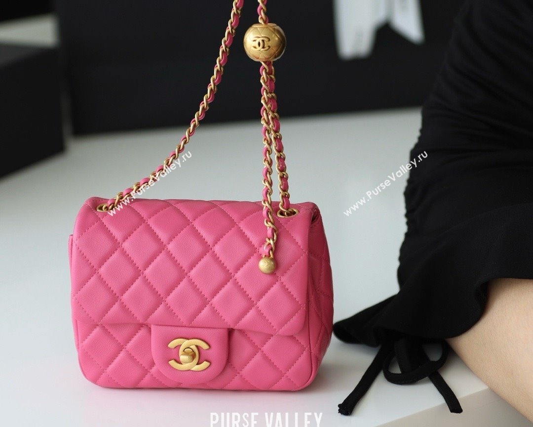 chanel Gold BALL LEATHER MINI flap bag AS1786 fuchsia (ORIGINAL QUALITY) (SHUNYANG-240222-06)