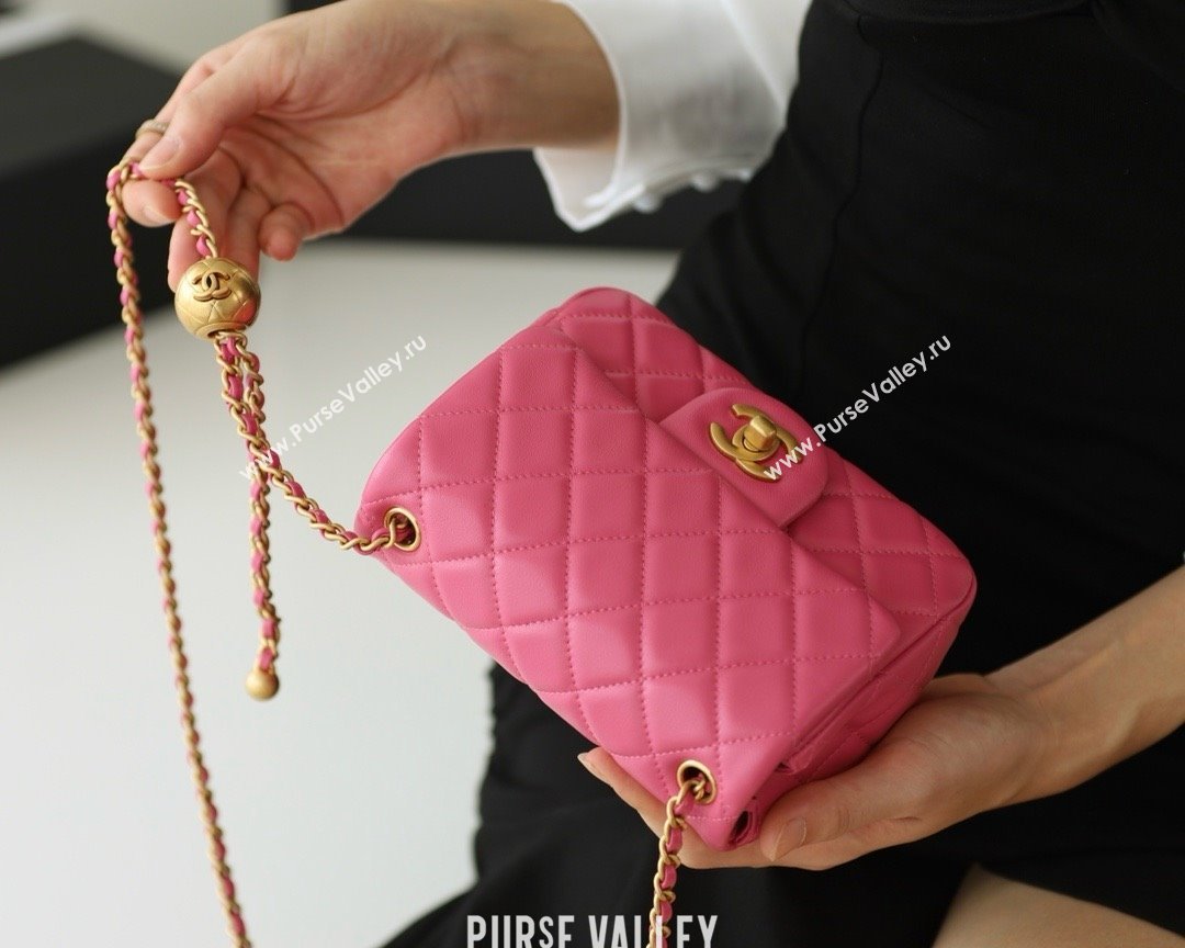 chanel Gold BALL LEATHER MINI flap bag AS1786 fuchsia (ORIGINAL QUALITY) (SHUNYANG-240222-06)