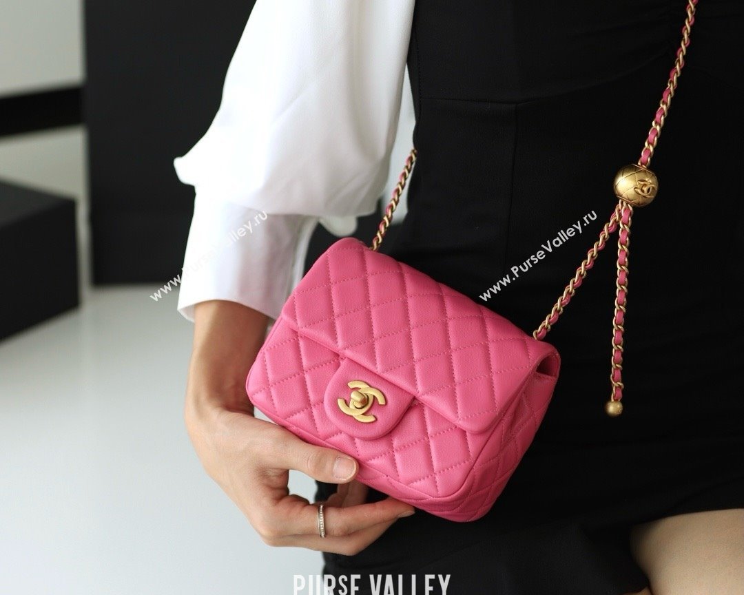 chanel Gold BALL LEATHER MINI flap bag AS1786 fuchsia (ORIGINAL QUALITY) (SHUNYANG-240222-06)