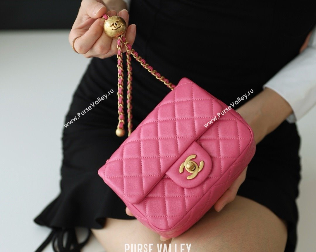 chanel Gold BALL LEATHER MINI flap bag AS1786 fuchsia (ORIGINAL QUALITY) (SHUNYANG-240222-06)