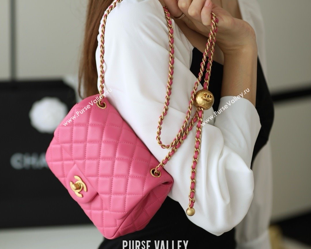 chanel Gold BALL LEATHER MINI flap bag AS1786 fuchsia (ORIGINAL QUALITY) (SHUNYANG-240222-06)