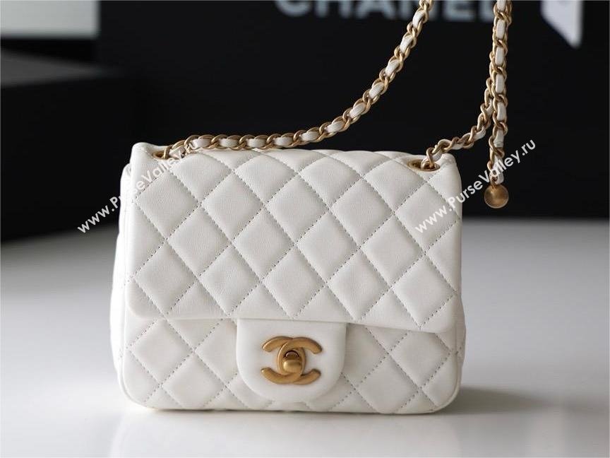 chanel Gold BALL LEATHER MINI flap bag AS1786 white(ORIGINAL QUALITY) (SHUNYANG-240222-08)