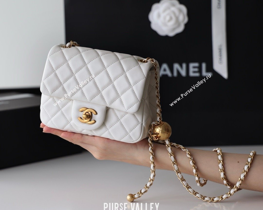 chanel Gold BALL LEATHER MINI flap bag AS1786 white(ORIGINAL QUALITY) (SHUNYANG-240222-08)