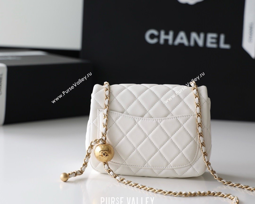 chanel Gold BALL LEATHER MINI flap bag AS1786 white(ORIGINAL QUALITY) (SHUNYANG-240222-08)