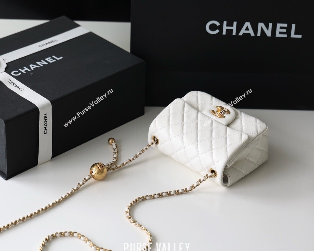 chanel Gold BALL LEATHER MINI flap bag AS1786 white(ORIGINAL QUALITY) (SHUNYANG-240222-08)