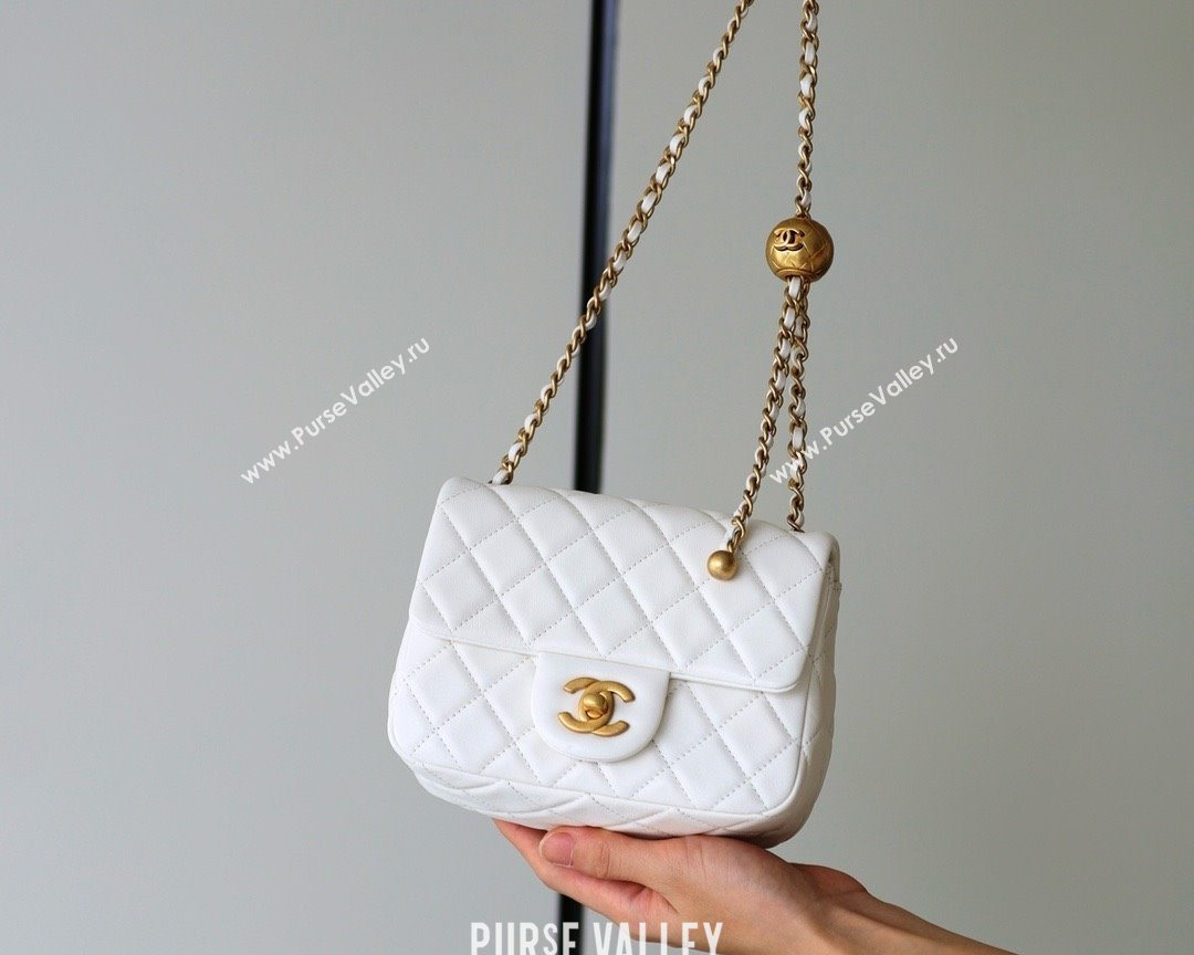 chanel Gold BALL LEATHER MINI flap bag AS1786 white(ORIGINAL QUALITY) (SHUNYANG-240222-08)