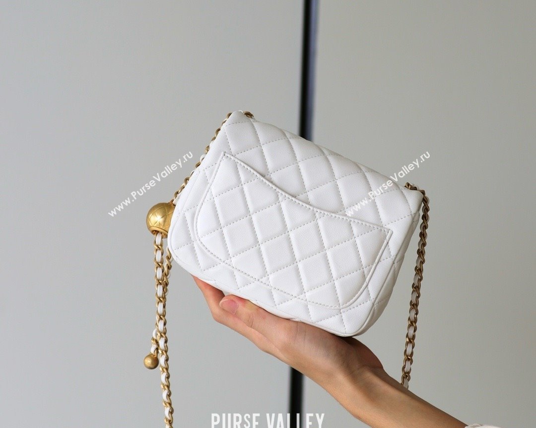 chanel Gold BALL LEATHER MINI flap bag AS1786 white(ORIGINAL QUALITY) (SHUNYANG-240222-08)