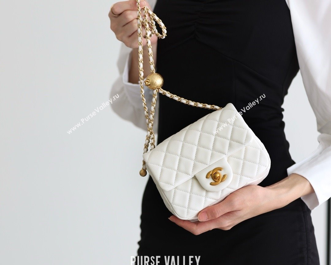 chanel Gold BALL LEATHER MINI flap bag AS1786 white(ORIGINAL QUALITY) (SHUNYANG-240222-08)