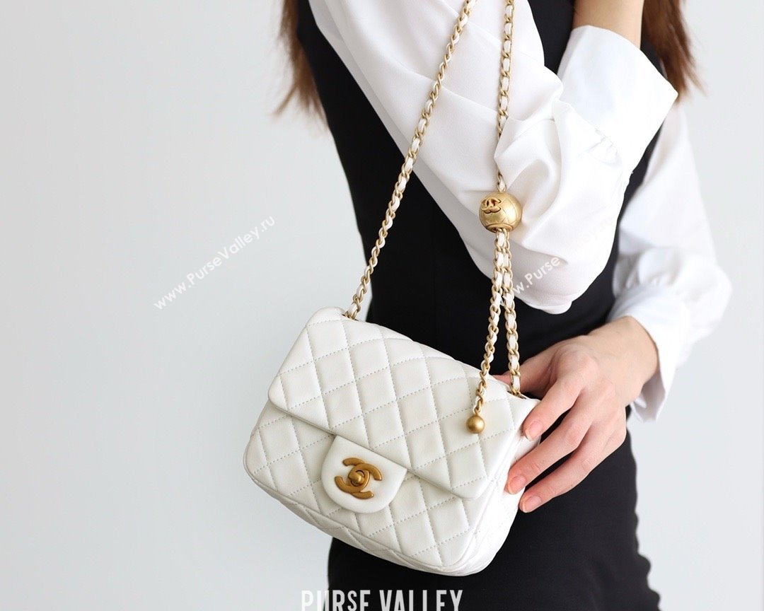 chanel Gold BALL LEATHER MINI flap bag AS1786 white(ORIGINAL QUALITY) (SHUNYANG-240222-08)