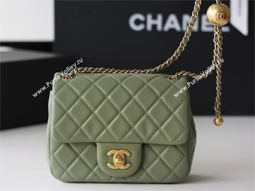 chanel Gold BALL LEATHER MINI flap bag AS1786 army green(ORIGINAL QUALITY) (SHUNYANG-240222-09)