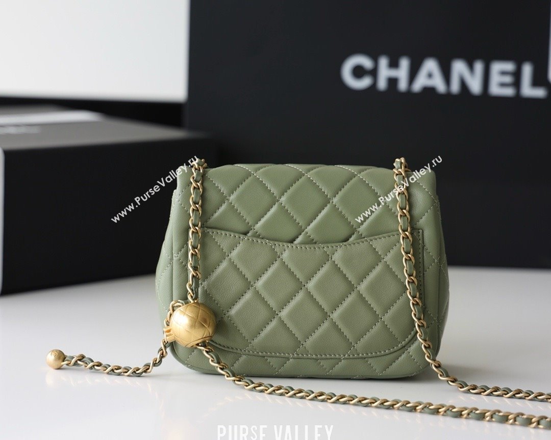 chanel Gold BALL LEATHER MINI flap bag AS1786 army green(ORIGINAL QUALITY) (SHUNYANG-240222-09)