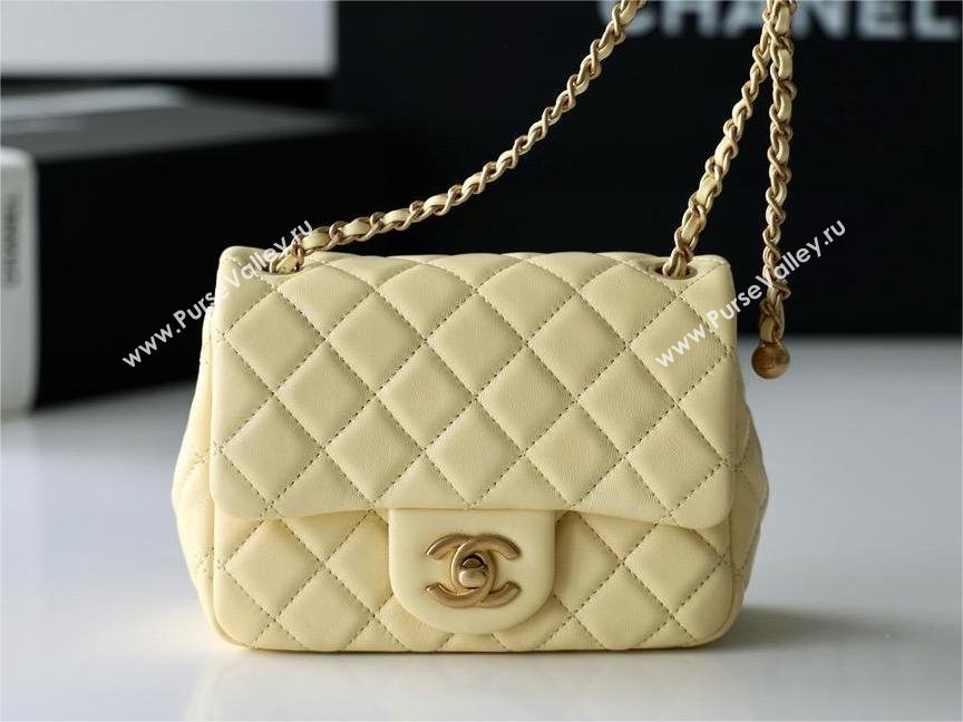 chanel Gold BALL LEATHER MINI flap bag AS1786 YELLOW(ORIGINAL QUALITY) (SHUNYANG-240222-10)