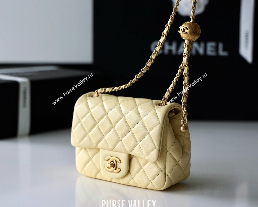 chanel Gold BALL LEATHER MINI flap bag AS1786 YELLOW(ORIGINAL QUALITY) (SHUNYANG-240222-10)