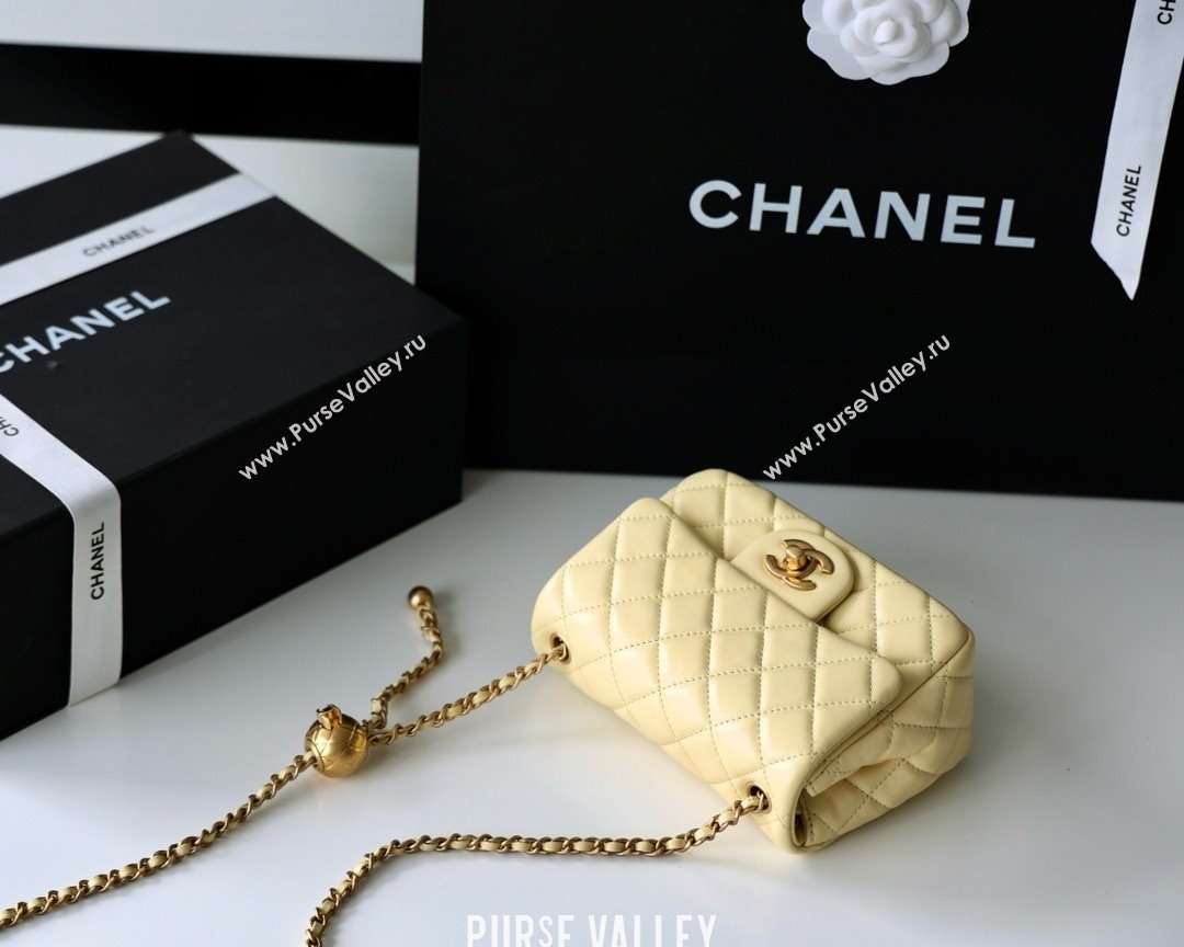 chanel Gold BALL LEATHER MINI flap bag AS1786 YELLOW(ORIGINAL QUALITY) (SHUNYANG-240222-10)