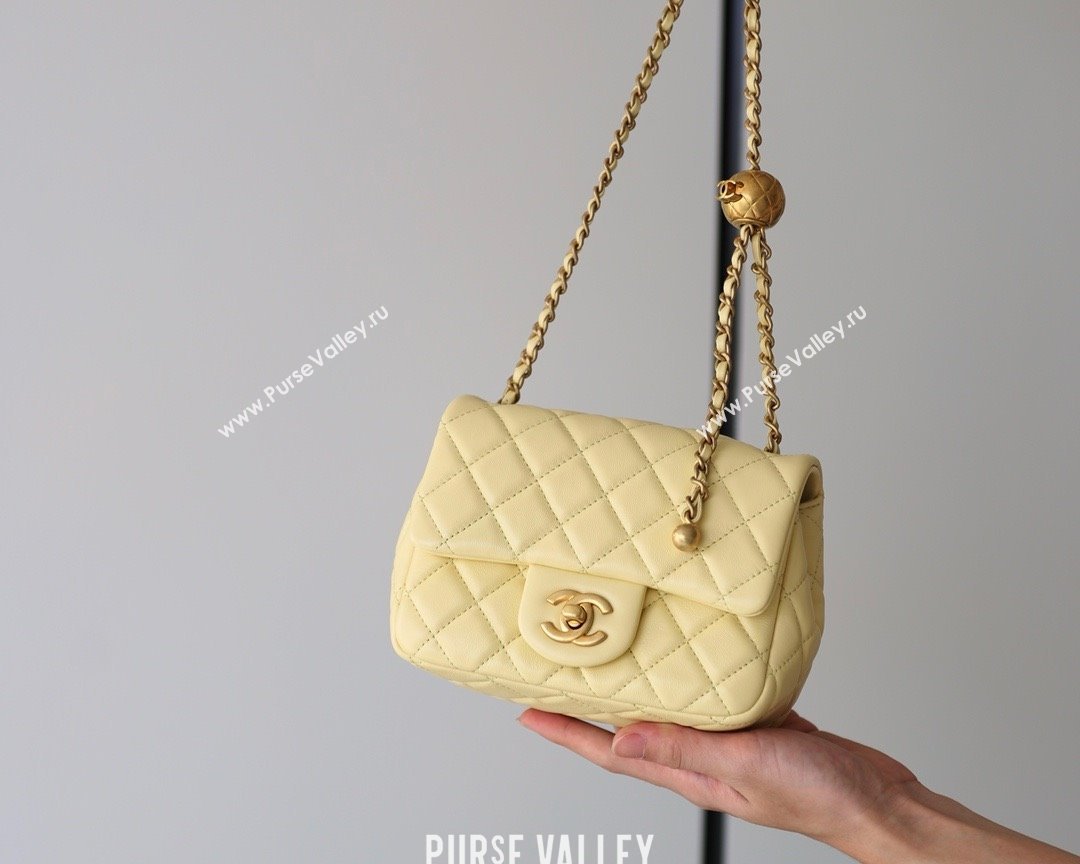 chanel Gold BALL LEATHER MINI flap bag AS1786 YELLOW(ORIGINAL QUALITY) (SHUNYANG-240222-10)