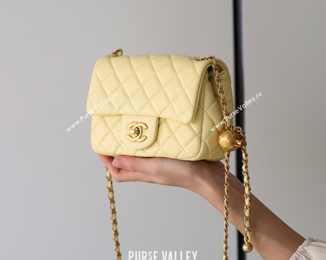 chanel Gold BALL LEATHER MINI flap bag AS1786 YELLOW(ORIGINAL QUALITY) (SHUNYANG-240222-10)