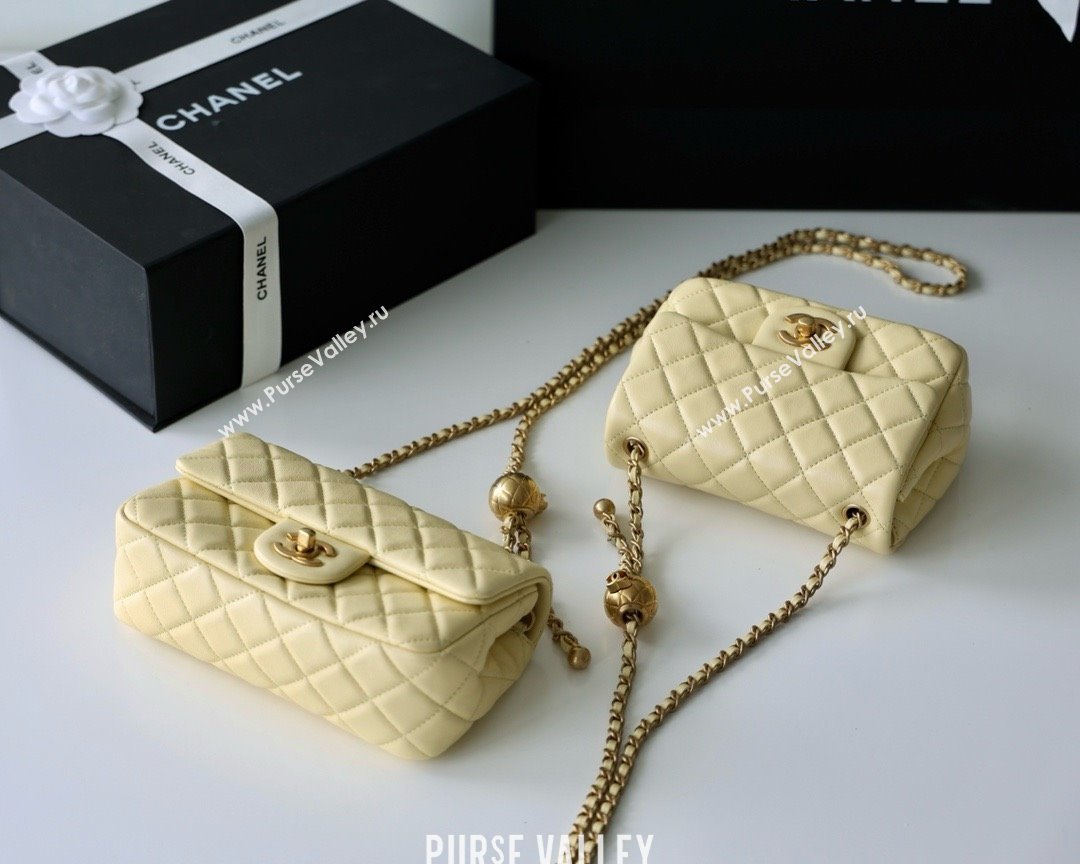 chanel Gold BALL LEATHER MINI flap bag AS1786 YELLOW(ORIGINAL QUALITY) (SHUNYANG-240222-10)