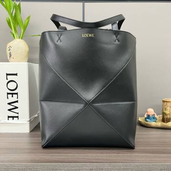 LOEWE Puzzle Fold Tote in shiny calfskin 052316 black 2024 (yongsheng-240329-22)